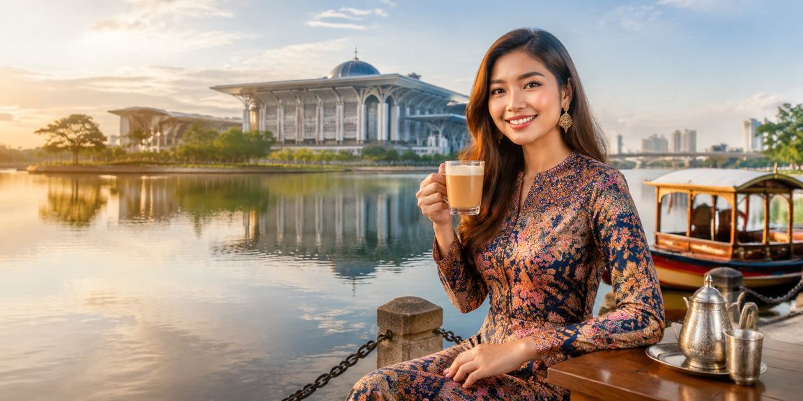 Casino entertainment atmosphere in Putrajaya featuring local batik elements and a digital lottery display